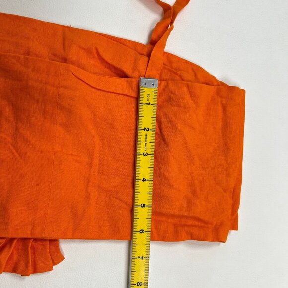 NWOT Farm Rio Orange Bow Linen Crop Top Square Neck Sleeveless Statement Tank M - Picture 15 of 16